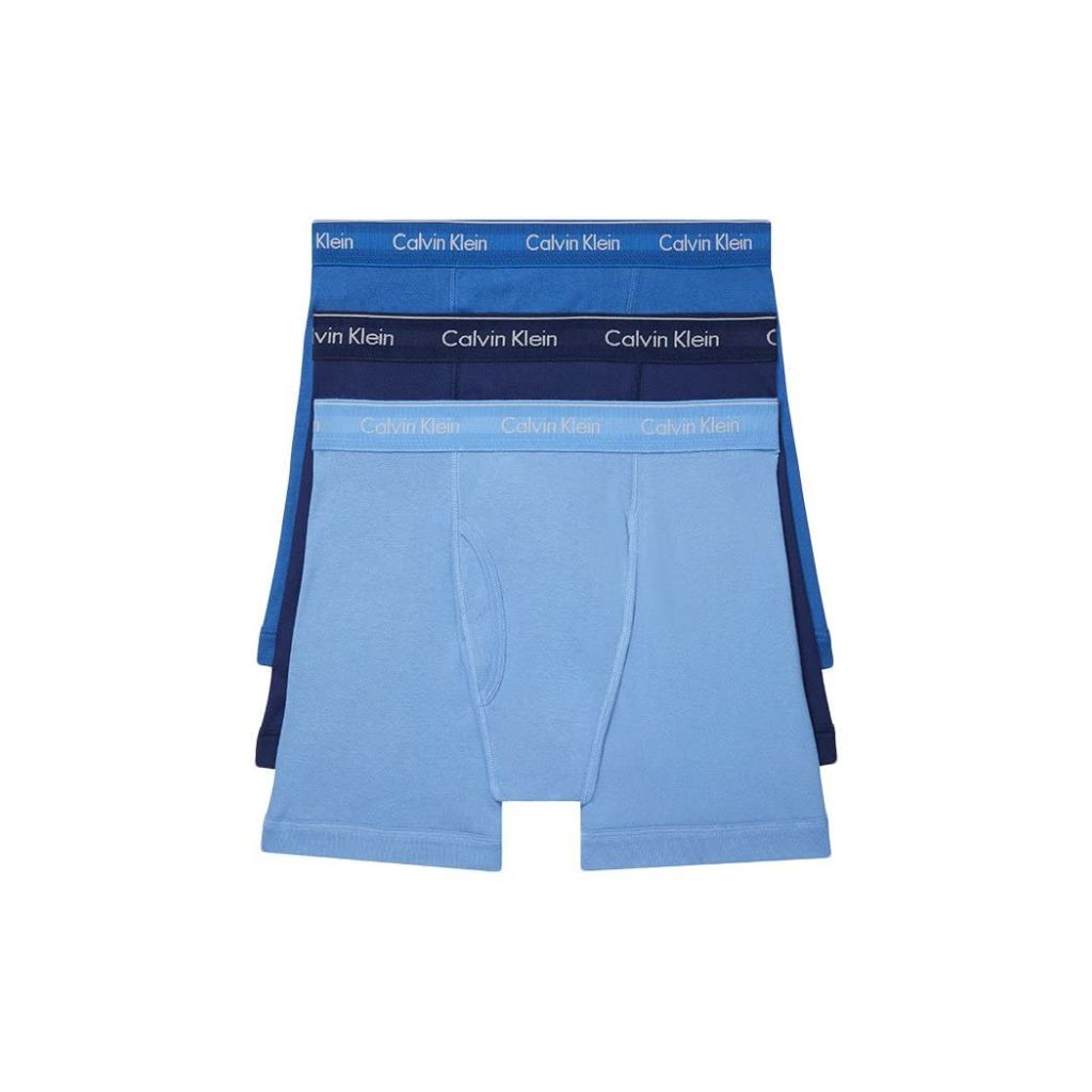 Calvin Klein Men's Cotton Classics Boxer Briefs - Medieval Blue/Minnow/Blue Bay, Size Large (3 Pair)