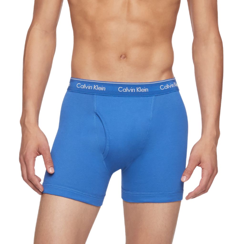 Calvin Klein Men's Cotton Classics Boxer Briefs - Medieval Blue/Minnow/Blue Bay, Size Large (3 Pair)