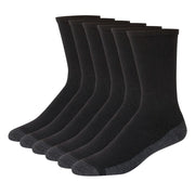 Hanes Men's Cushion Crew Socks - Black/Gray, Size 6-12 (6 Pair)