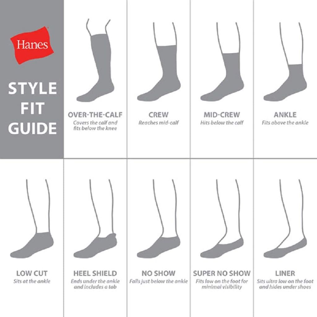 Hanes Men's Cushion Crew Socks - Black/Gray, Size 6-12 (6 Pair)