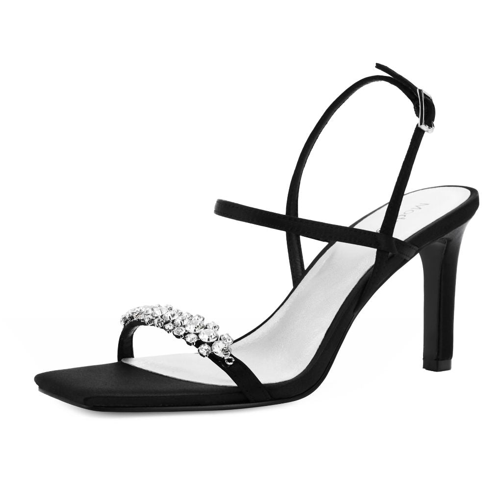 Modatope Women's Satin Rhinestone Heels - Black, Size 7
