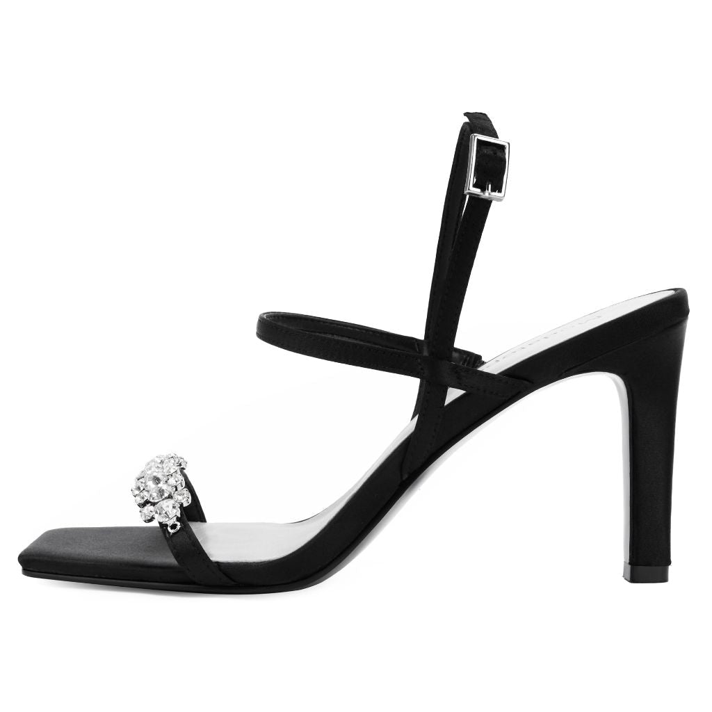 Modatope Women's Satin Rhinestone Heels - Black, Size 7