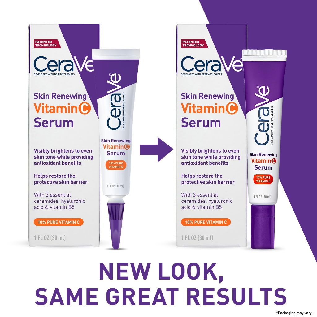 CeraVe Skin Renewing Vitamin C Serum with Hyaluronic Acid, 10% Pure Vitamin C (Fragrance Free) 1 fl. oz.