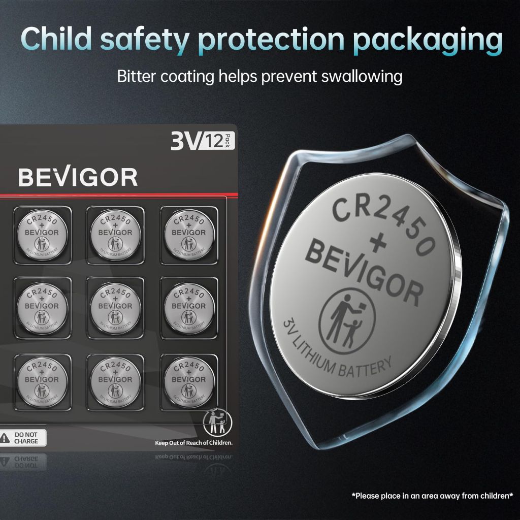 BEVIGOR 2450 Battery CR2450 Lithium 3V (CR2450-12P)
