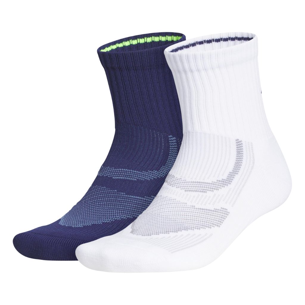 Adidas Superlite Performance High Quarter Running Socks (2-Pair) (White&Blue) Size M