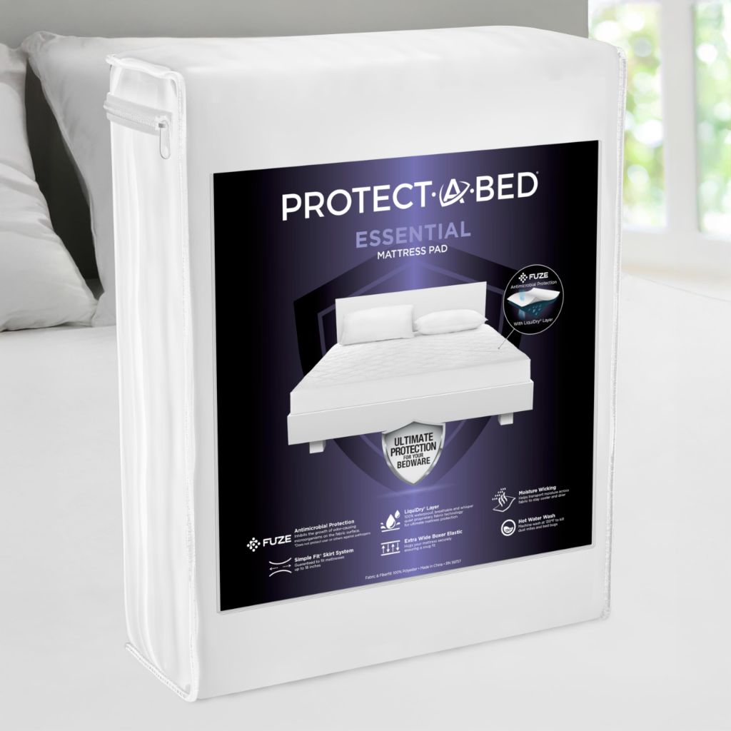 Protect-A-Bed Essential Mattress Pad, 100% Waterproof, Dust Mite Barrier - Full, White (Fits 11"-18" Mattresses)