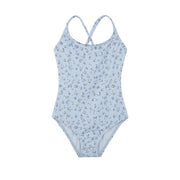 Gottex Girls Criss Cross Tie Back One Piece Swimsuit - Lt. Blue Floral, Size 4-5Y
