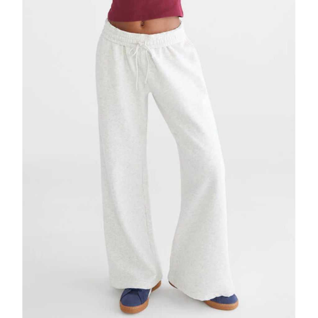 Aeropostale Women's Wide Leg Sweatpants - Lightest Heather Gray, Small