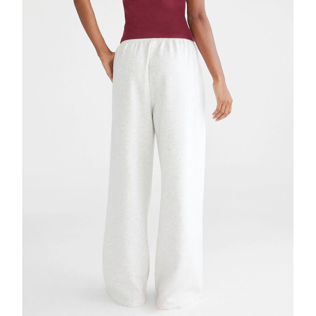 Aeropostale Women's Wide Leg Sweatpants - Lightest Heather Gray, Small
