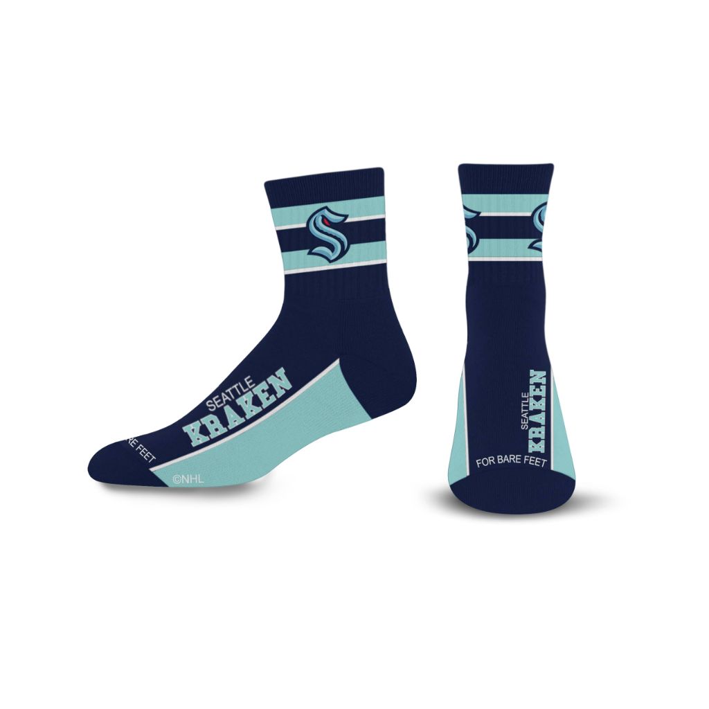 For Bare Feet Adult's NHL Lil' Deuce Quarter Sock - Seattle Kraken, Large