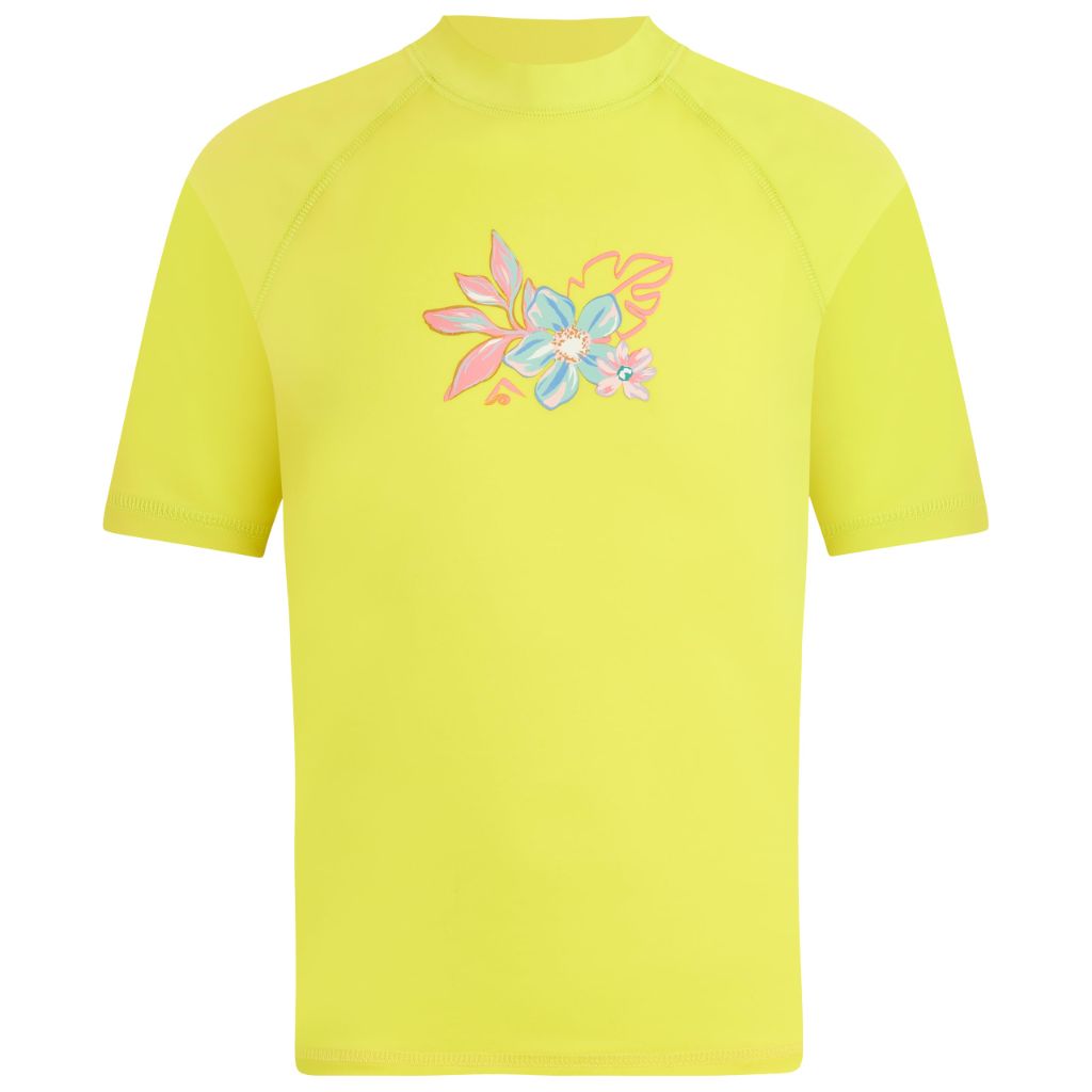 Kanu Surf Girl's Daria Rashguard Short Sleeve Swim Top - Daria Yellow, Size 5T