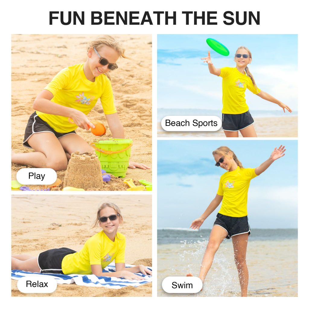Kanu Surf Girl's Daria Rashguard Short Sleeve Swim Top - Daria Yellow, Size 5T