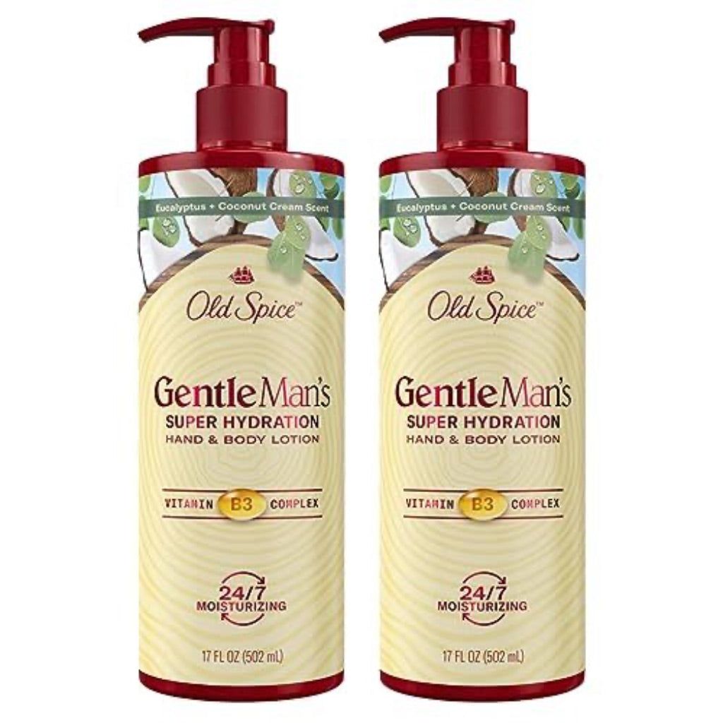 Old Spice Gentleman's Super Hydration Hand & Body Lotion - Eucalyptus & Coconut Cream, 17 fl. oz. (2 Pack)