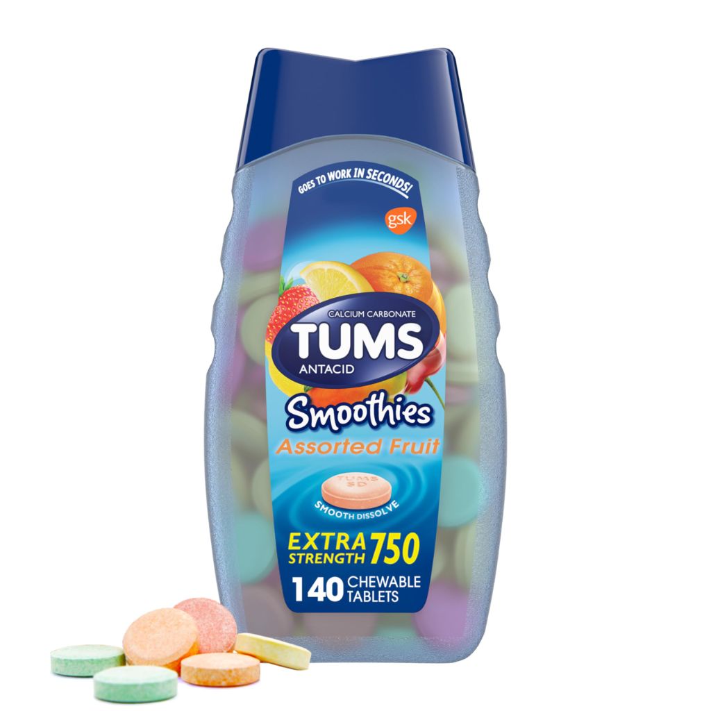TUMS Smoothies Extra Strength Antacid Chewable Tablets - Assorted Fruit, 140ct.
