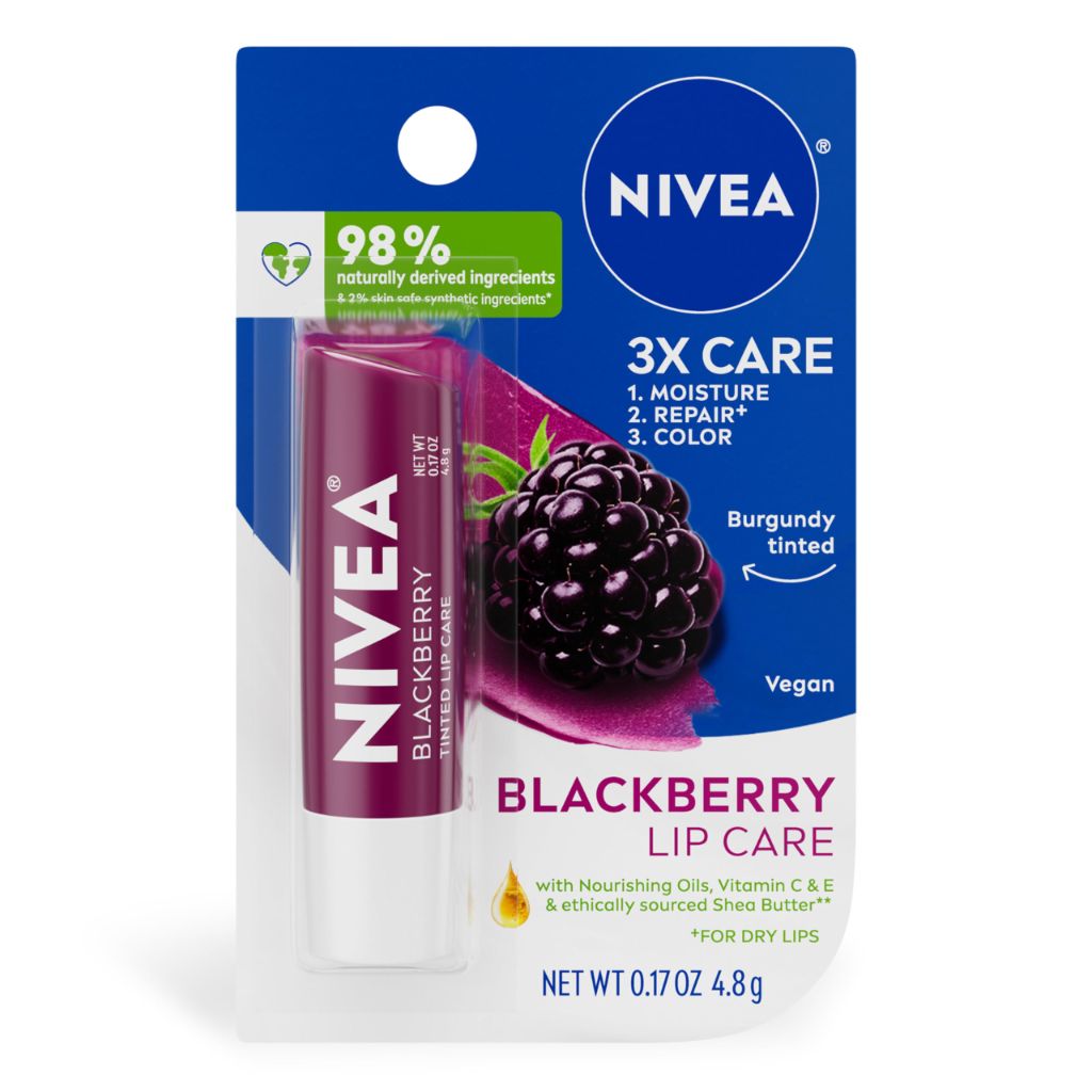 NIVEA Blackberry Lip Care, Tinted Lip Balm with Shea Butter
