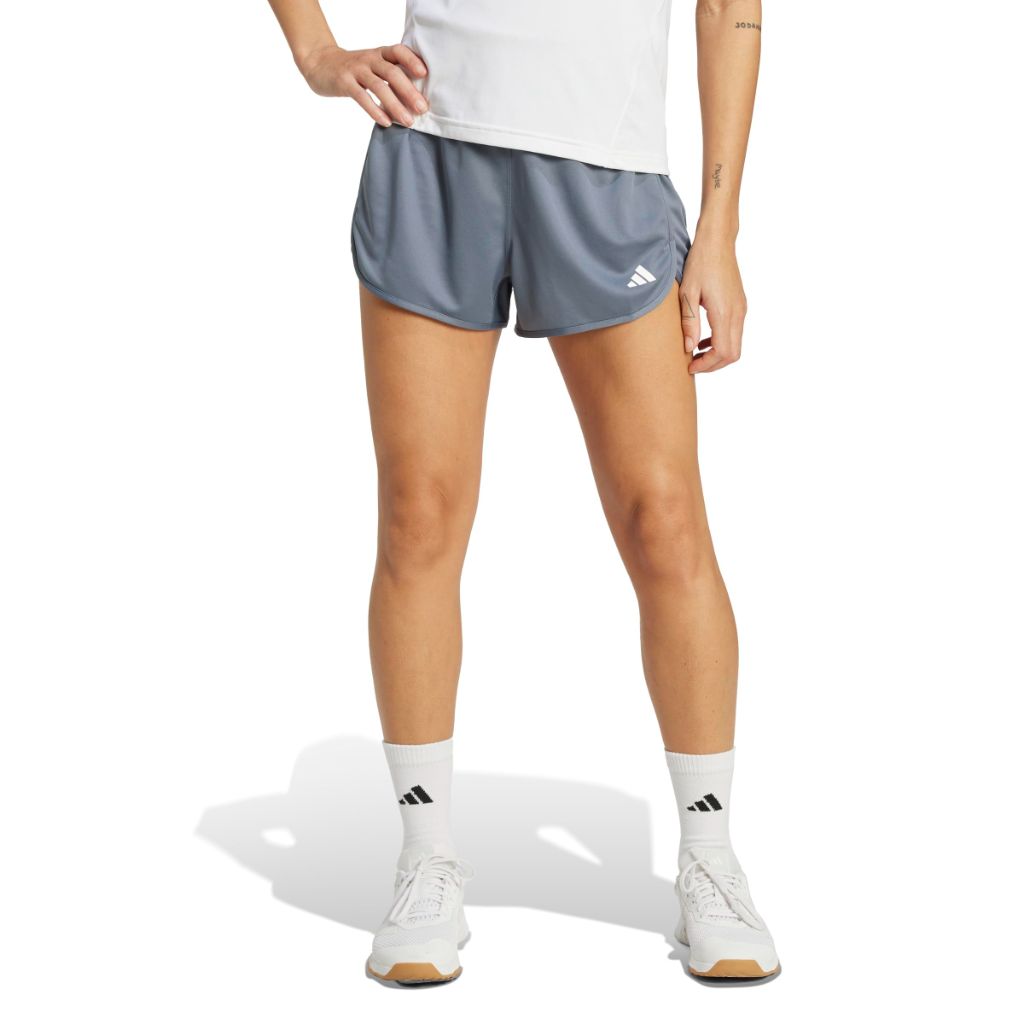 adidas Women's Pacer Essentials Knit High-Rise 3" Shorts - Onix/White, Medium