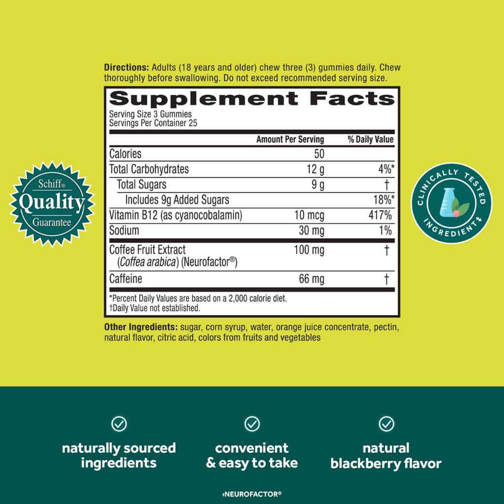 NEURIVA Brain + Energy Gummies - Natural BlackBerry (75ct)