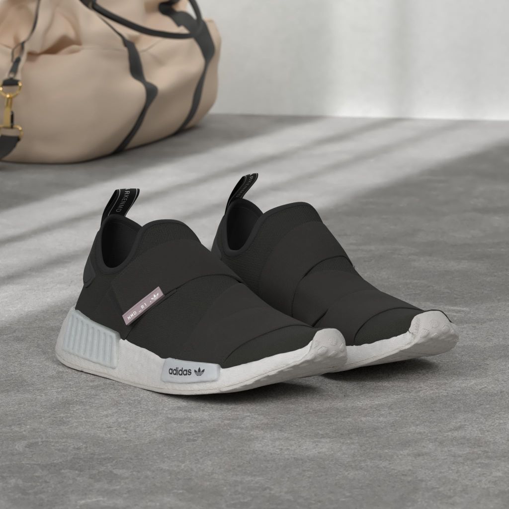 adidas Originals Women's NMD_R1 Sneakers - Black/Black/White, Size 5