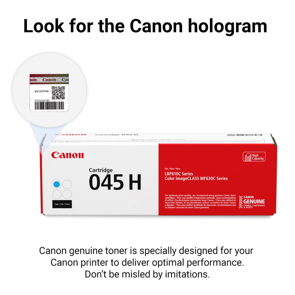 Canon Genuine 045H High Yield Toner Cartridge - Cyan
