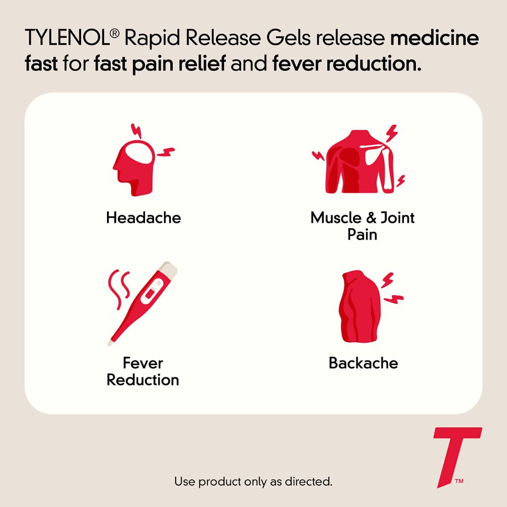 Tylenol Extra Strength Rapid Release Gels, 500mg Acetaminophen - 100ct.