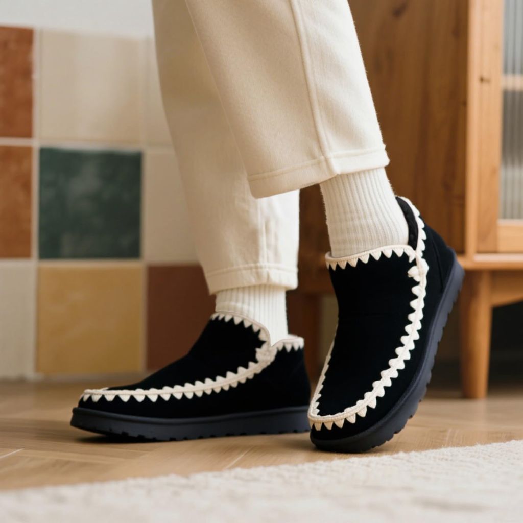 Goldnut Slip On Winter Boots for Women - Faux Suede  Black Size 8