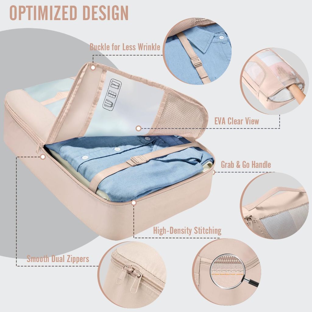 Veken Travel Packing Cubes - Set of 8 (Beige)