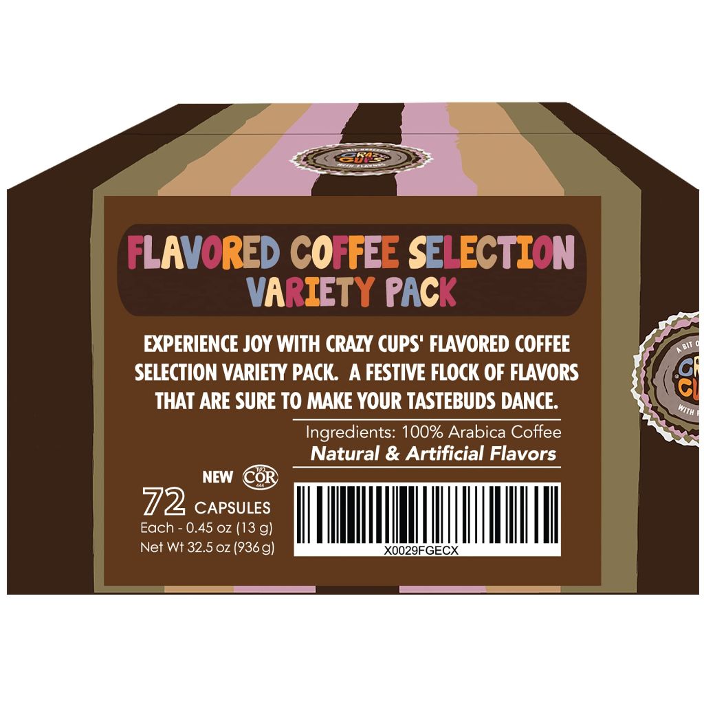 Crazy Cups Flavored Coffee Selection Variety Pack Keurig K-Cup Pods, 72ct.