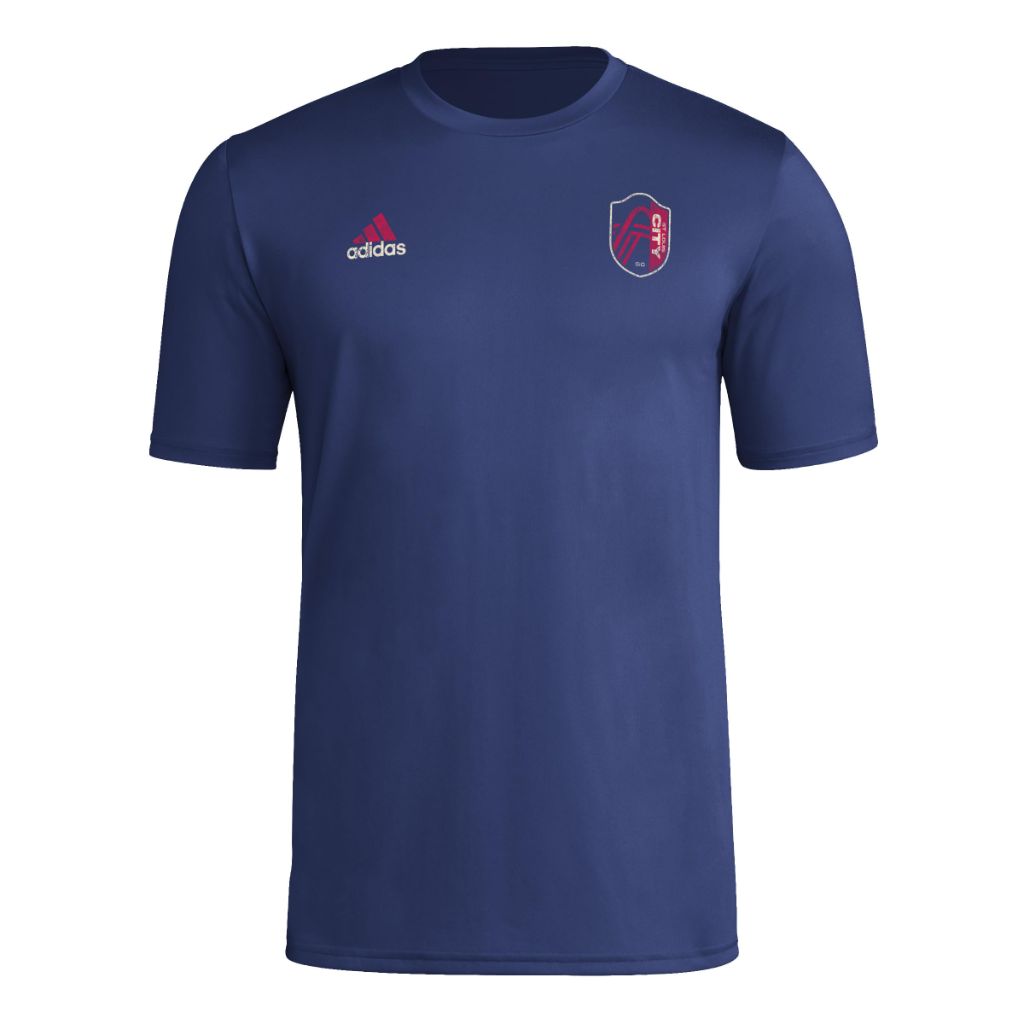 adidas Men's MLS Short Sleeve T-Shirt - Navy Blue, St. Louis City Soccer Club (XS)