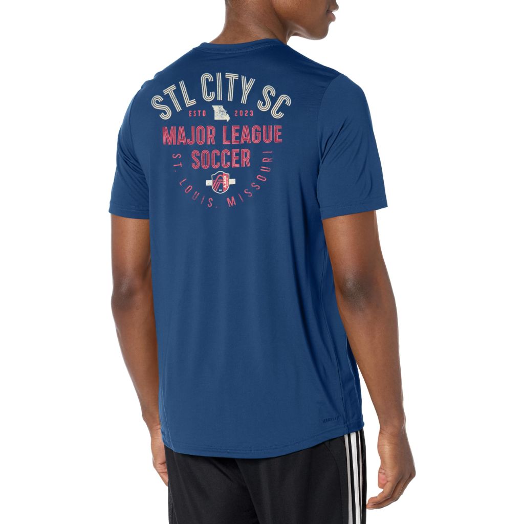 adidas Men's MLS Short Sleeve T-Shirt - Navy Blue, St. Louis City Soccer Club (XS)