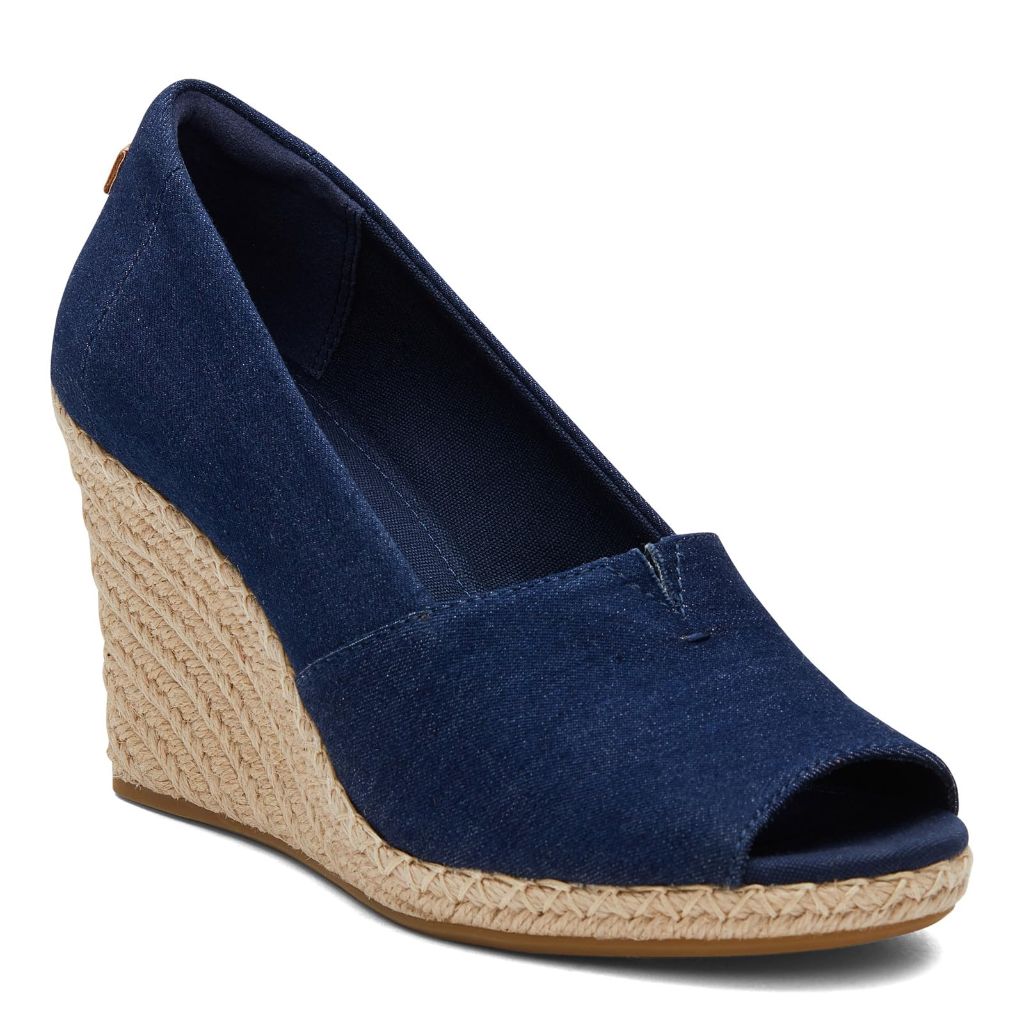 TOMS Women's Michelle Wedge Sandals - Navy Denim, 7.5