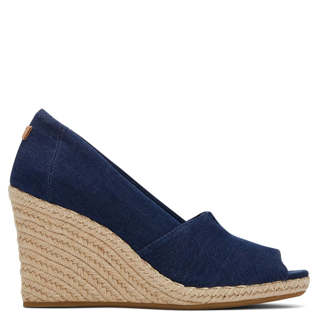 TOMS Women's Michelle Wedge Sandals - Navy Denim, 7.5