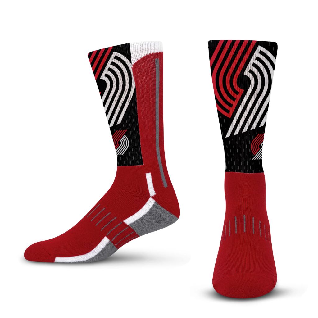 For Bare Feet NBA Zoom Mesh Primary Crew Sock - Portland Trailblazers, Youth (13-3)