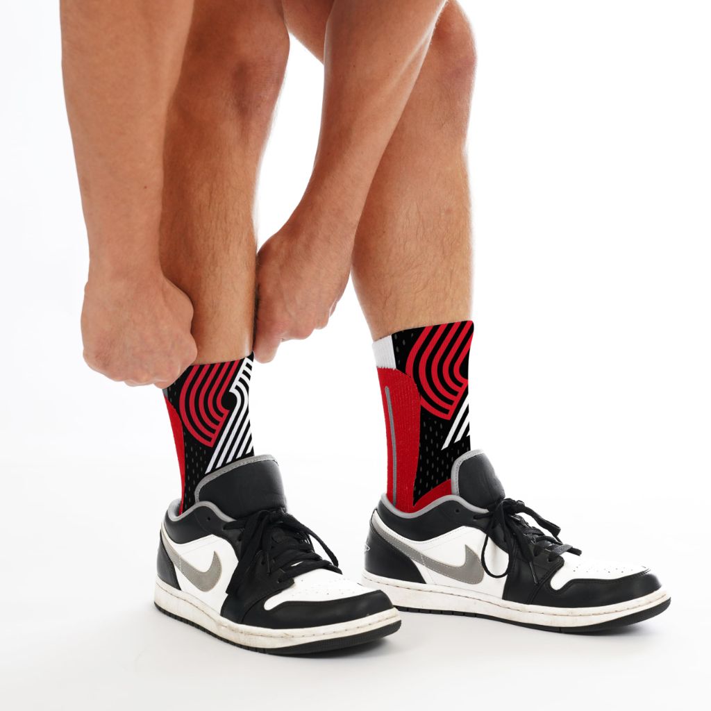 For Bare Feet NBA Zoom Mesh Primary Crew Sock - Portland Trailblazers, Youth (13-3)