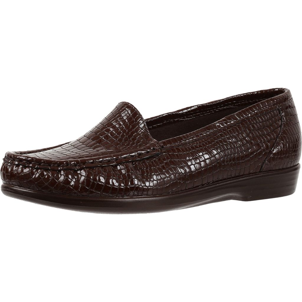 SAS Simplify Comfort Women's Supersoft Loafers - Brown Croc, 6.5 Slim