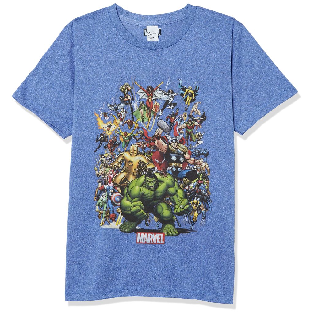 Marvel Kid's Heroes Unite T-Shirt - Royal Blue Heather, Size Small