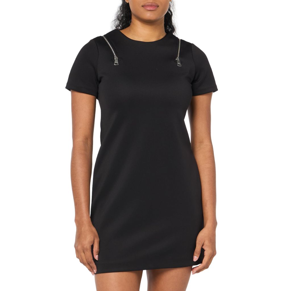 DKNY Women's Zipper Short Detail Dress - Black, Size 12P