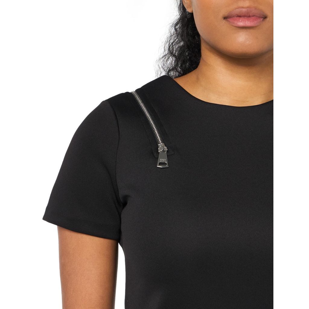 DKNY Women's Zipper Short Detail Dress - Black, Size 12P