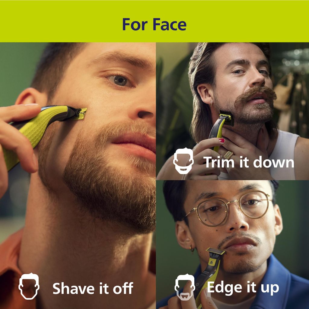 Philips Norelco One 360 Hybrid Face, Electric Beard Trimmer and Shaver, with 360 Technology (QP2724/90)