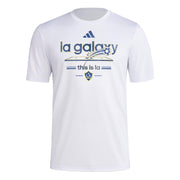 adidas Men's Pre-Game Short Sleeve Soccer T-Shirt - LA Galaxy, White (Large)