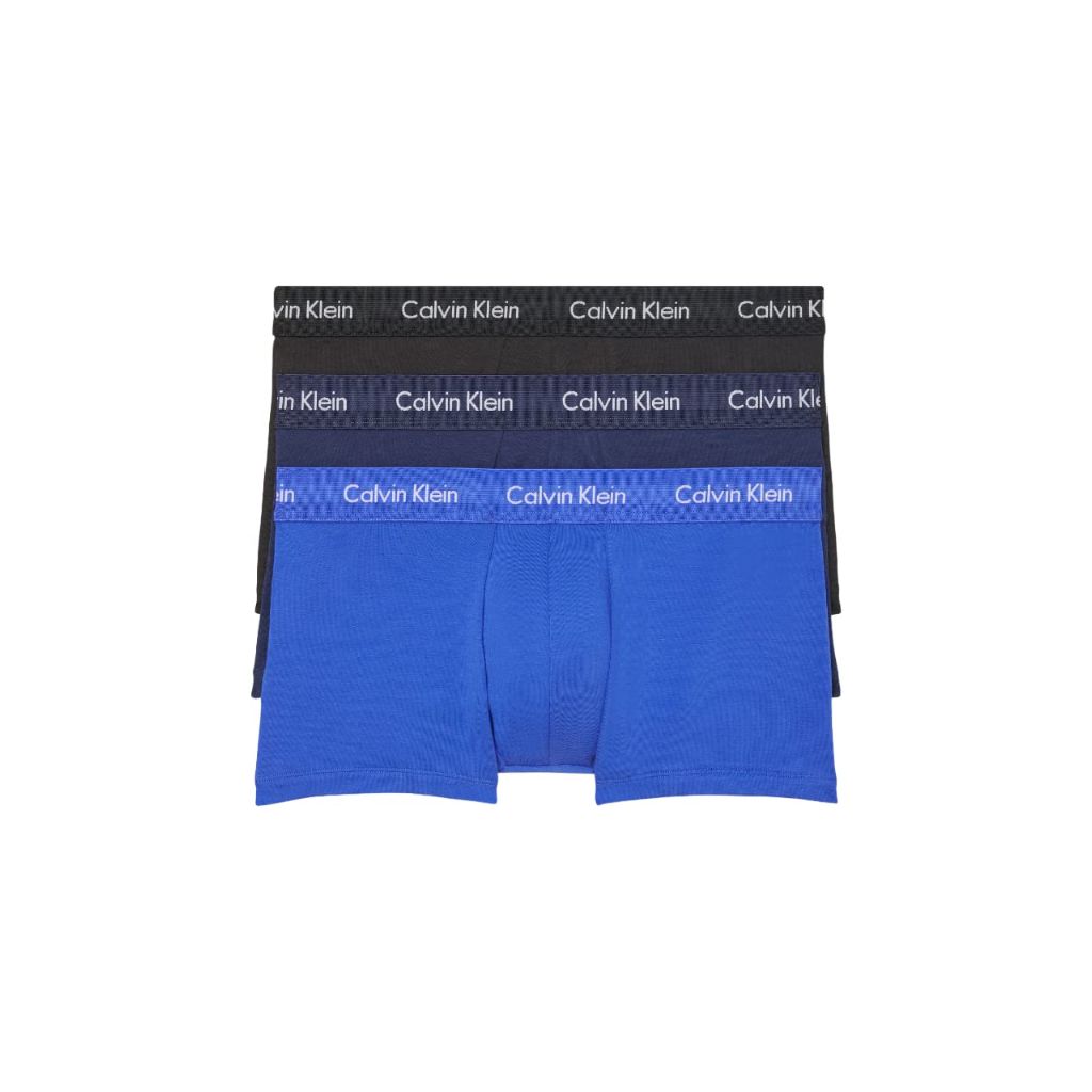 Calvin Klein Men's Low Rise Trunks Boxer Briefs - Blue/Black, Size Small (3 Pairs)