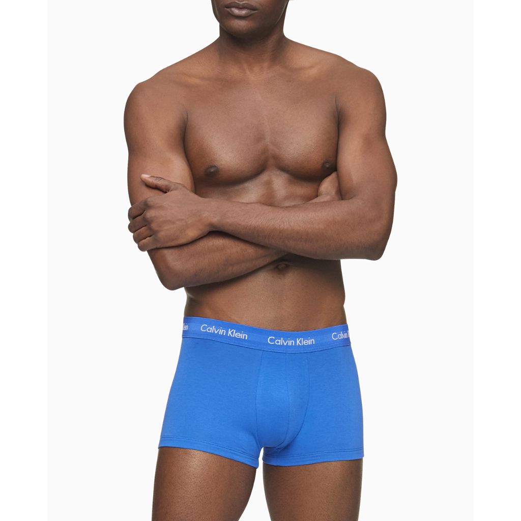 Calvin Klein Men's Low Rise Trunks Boxer Briefs - Blue/Black, Size Small (3 Pairs)