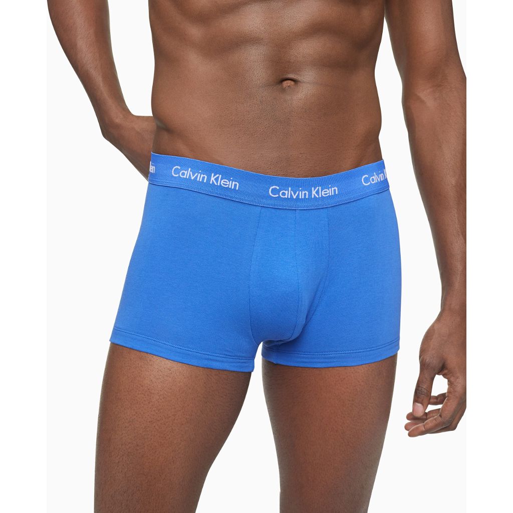 Calvin Klein Men's Low Rise Trunks Boxer Briefs - Blue/Black, Size Small (3 Pairs)