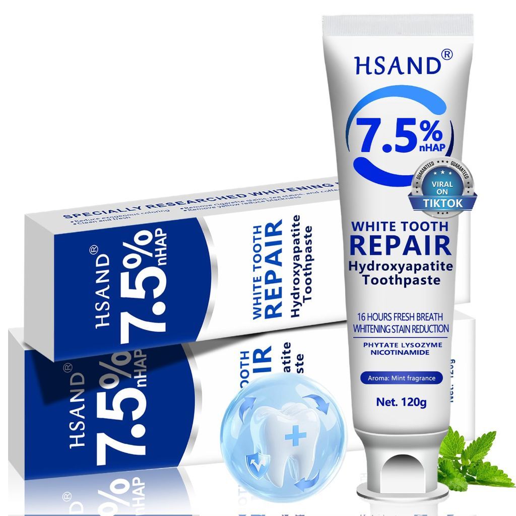 Hydroxyapatite Toothpastes for Enamel Protection and Tooth Strengthen, 7.5% nHAP - Mint, 2 Pack