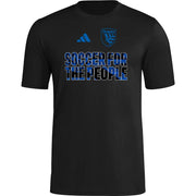 adidas Men's Pre-Game Short Sleeve T-Shirt -San Jose Earthquakes, Black (Small)