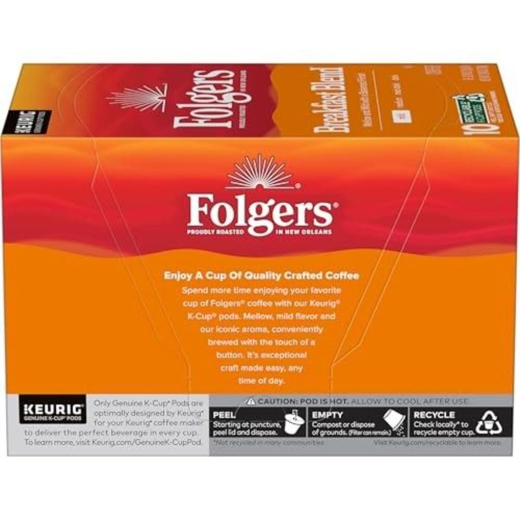 Folgers Breakfast Blend Mild Roast Keurig K-Cup Coffee Pods - 10 Count