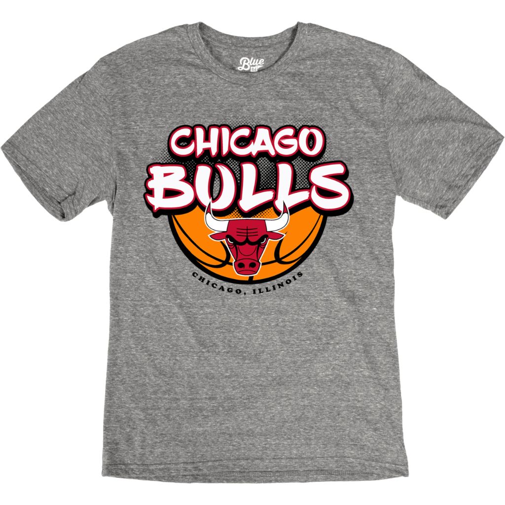 Blue 84 NBA Officially Licensed Tri-Blend T-Shirt - Chicago Bulls, Gray (XL)