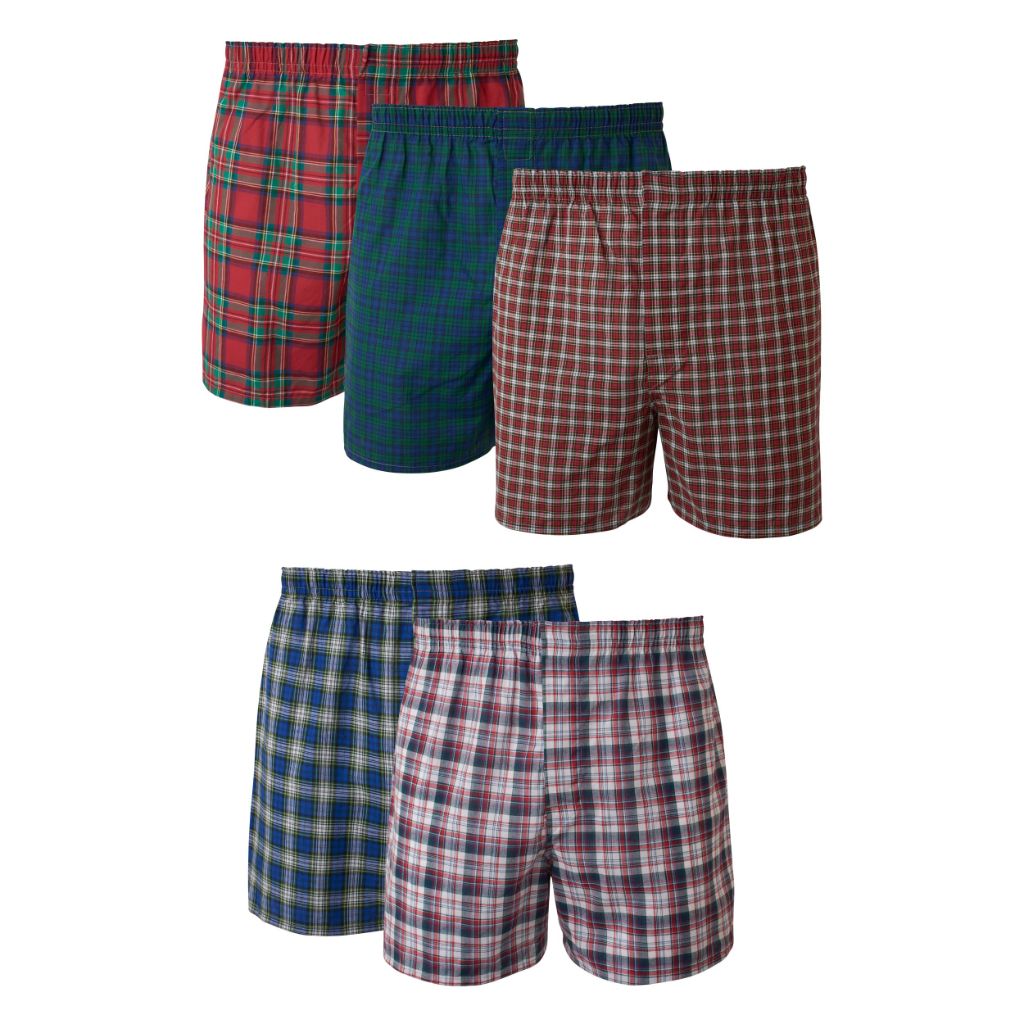 Hanes Men's Tagless Boxer - Assorted Plaid, Size XL (5 Pair)