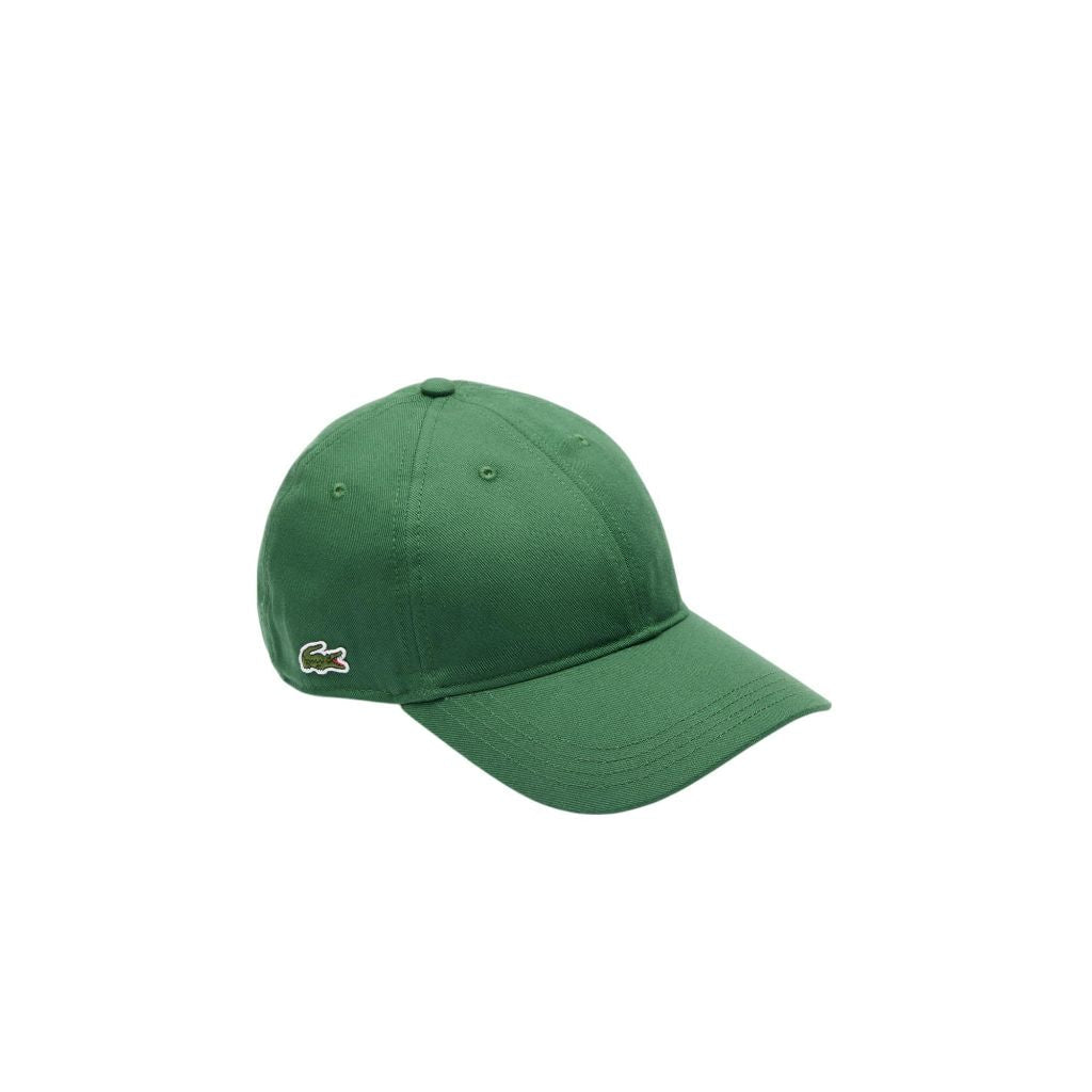 Lacoste Unisex Organic Side Logo Cotton Twill Cap - Green, One Size