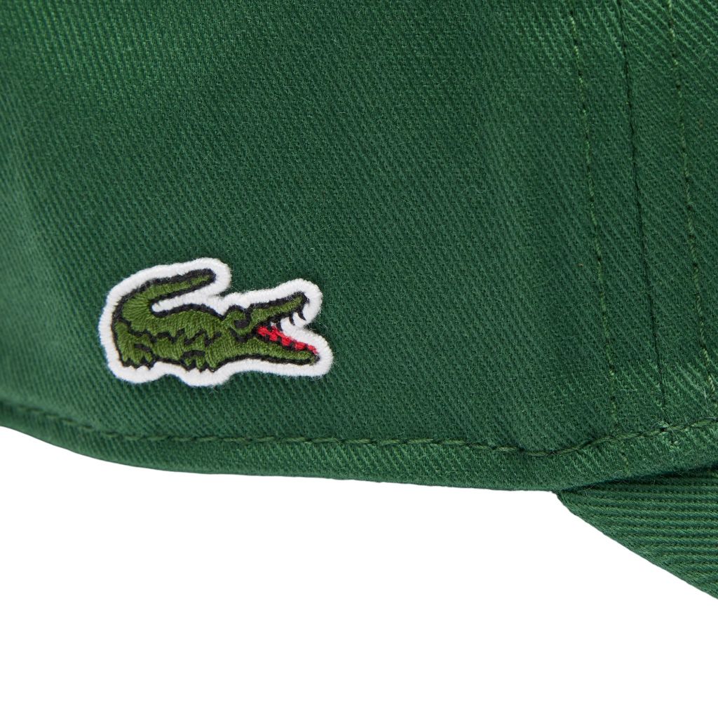Lacoste Unisex Organic Side Logo Cotton Twill Cap - Green, One Size