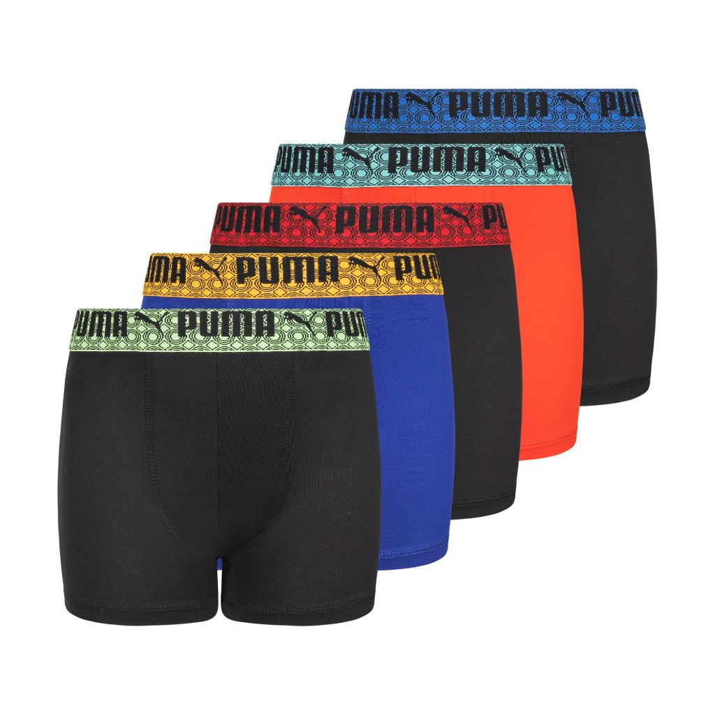 PUMA Boys' Performance Boxer Briefs - Black/Multi, Size M (5 Pairs)